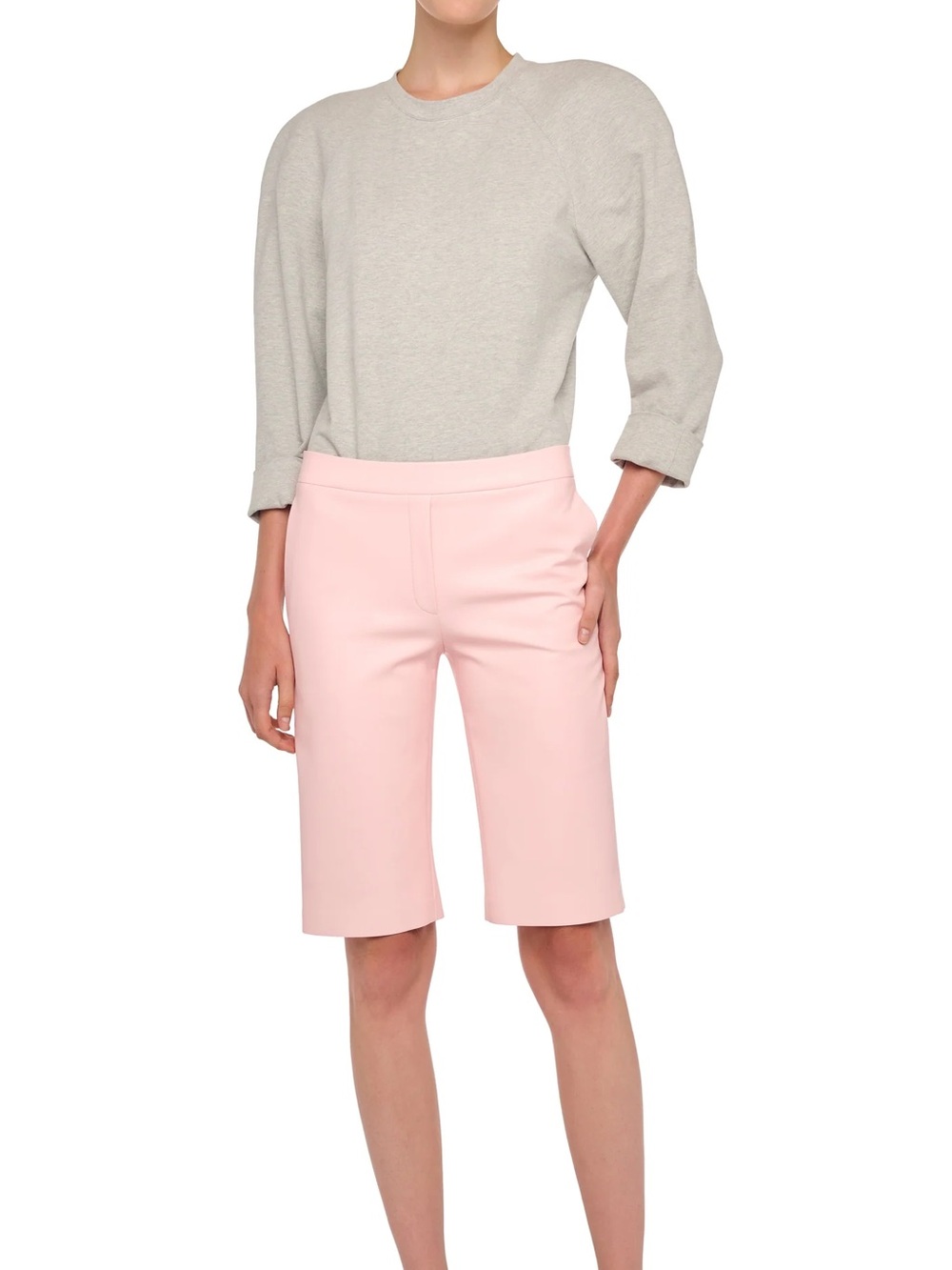 Norma Kamali Summer 2026 Pink Tailored Bermuda Shorts